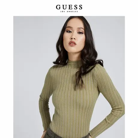 GUESS女士纯色修身短款半高领针织衫W1BR31Z2IK0图片