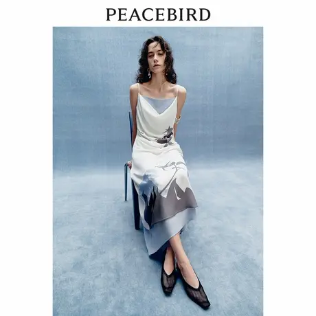 【来了就好】太平鸟印花吊带连衣裙女收腰雪纺长款A1FAE2148商品大图