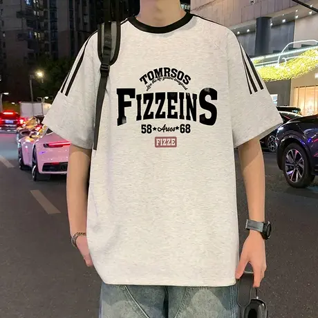短袖t恤男夏季新款圆领宽松上衣美式休闲半袖高街潮牌男生体恤衫图片