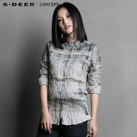 S·DEER＼CONCEPT【新品】圣迪奥正品简笔水墨印花衬衫S15380506图片