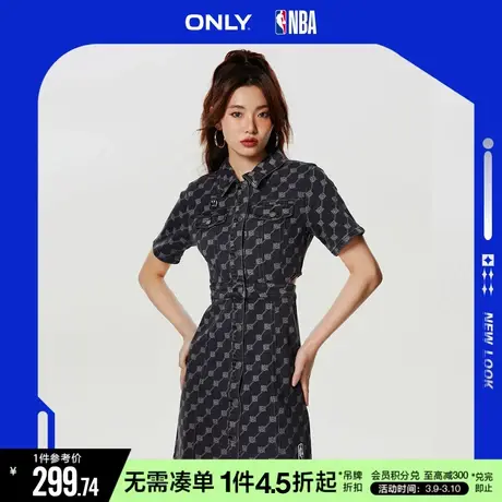 ONLY秋季NBA联名款A字收腰牛仔短款连衣裙女|123242048商品大图