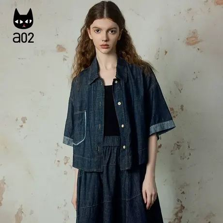 a02【轻奢ET无束】牛仔短袖衬衫外套宽松显瘦衬衣女2025新款夏季商品大图