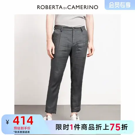 【亚麻】ROBERTA诺贝达秋季新品商务纯色直筒复古风休闲裤男图片