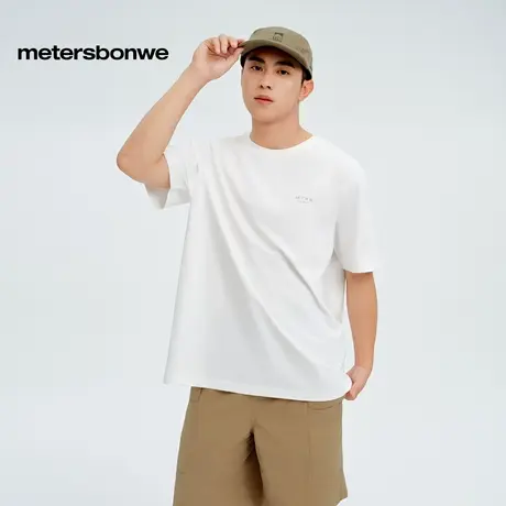 美特斯邦威T恤男女同款2025秋季新款小字母印花情侣抗菌防晒体恤图片