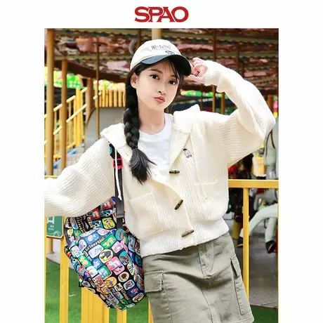 SPAO韩国同款秋冬女休闲小熊Woodie毛衣外套SPCKE49G41商品大图