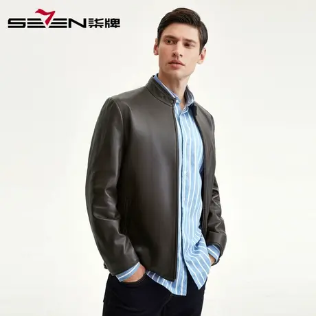 柒牌男装清仓皮衣秋冬季商务夹克外套男士休闲真皮夹克上衣图片