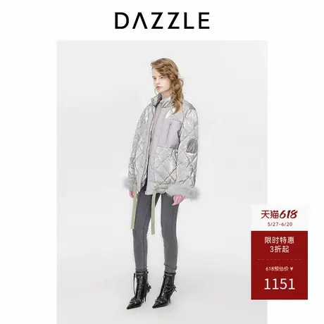 DAZZLE地素奥莱羽绒夹克冬复古拼接中长款羽绒服上衣女图片