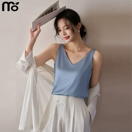 冰丝V领吊带背心女内搭夏薄外穿2025新款西装打底仿真丝无袖上衣图片