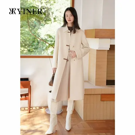 【绵羊毛+骆驼绒】YINER音儿专选秋桑蚕丝双面呢大衣外套商品大图