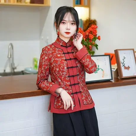 筠雅春季新款新中式复古显瘦旗袍式上衣时尚气质唐装上衣女25J045图片