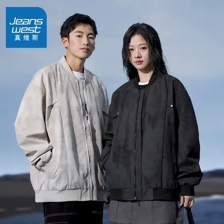 N5真维斯外套男2025秋季新款美式潮牌潮流宽松男士棒球领休闲夹克商品大图