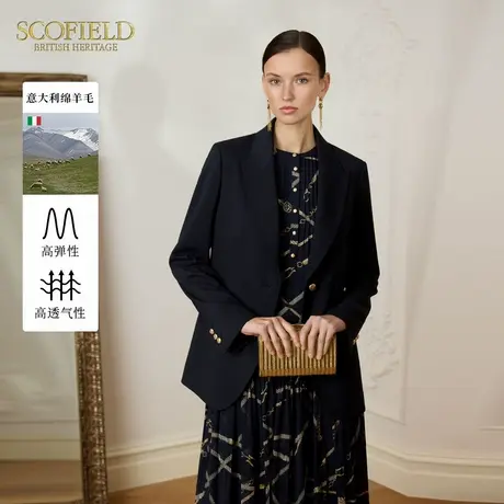 【意大利绵羊毛】Scofield女装干练英伦风西装外套2025春季新品商品大图