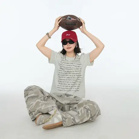 2025夏季潮酷印花短袖正肩T恤女ins街头风圆领修身显瘦半袖上衣图片