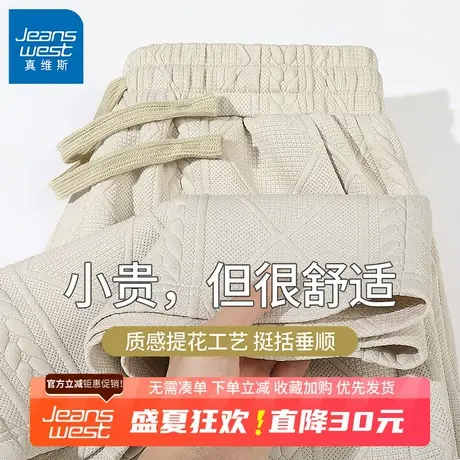 GV真维斯美式休闲提花短裤男夏季宽松透气运动裤男款潮牌五分裤B商品大图