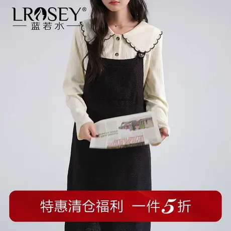 蓝若水大码2025秋季新款娃娃领衬衫背带连衣裙套装减龄穿搭两件套商品大图