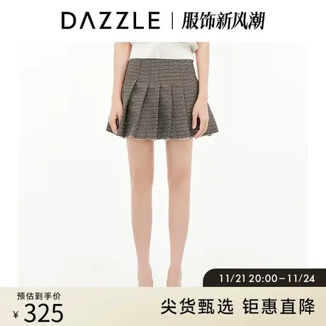 DAZZLE地素奥莱 小众复古老花百褶A字半身裙短裙女2D3S2206N商品大图