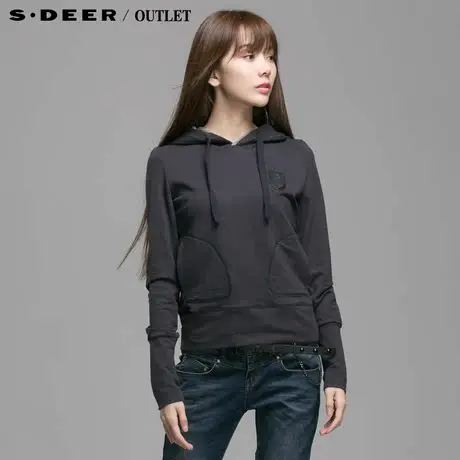 sdeer圣迪奥专柜正品女装休闲撞色拼接连帽上衣4382274图片