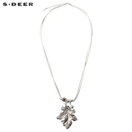 sdeer圣迪奥女装金属质感枝叶皮绳装饰项链S17384355图片