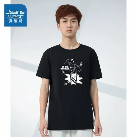 DE真维斯男装2024夏季新款薄款时尚潮流时尚上衣纯棉短袖T恤男款图片