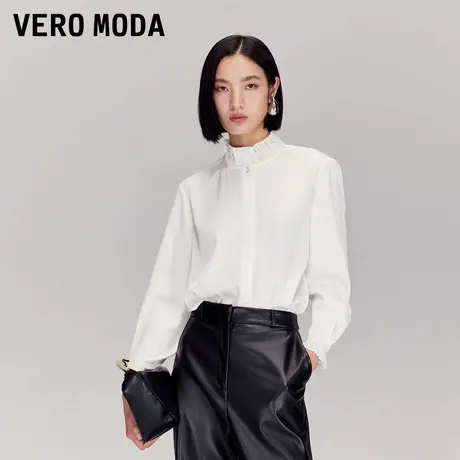 Vero Moda衬衫2025秋季新款花边立领亮钻纽扣通勤白衬衫325331009图片