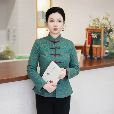 筠雅冬季新款加厚保暖唐装上衣旗袍式上衣棉衣棉服中式女装24J454商品大图