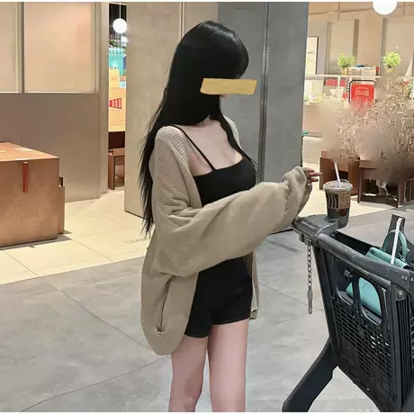 现货 韩国东大门秋新款慵懒休闲长袖针织开衫简约宽松针织衫商品大图