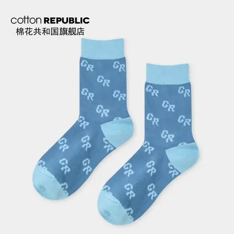 Cotton Republic/棉花共和国女士中筒袜CR提花休闲棉短袜2020新款商品大图