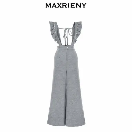 【奥莱】MAXRIENY高级感钉珠背带裤高腰女阔腿秋女装图片