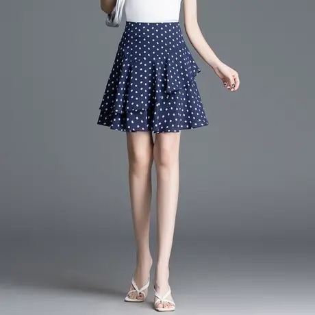 荷叶边碎花短裙半身裙女夏季2025新款高腰显瘦a字裙百搭短款裙子商品大图