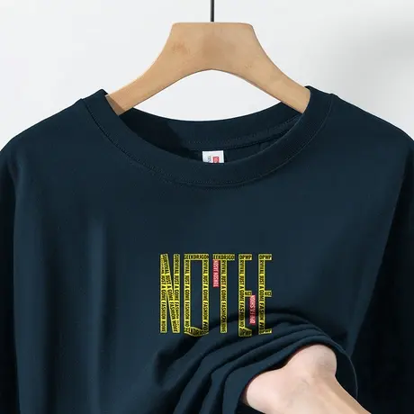 260g重磅美式纯棉短袖t恤男圆领字母印花体恤全棉半袖宽松上衣服商品大图