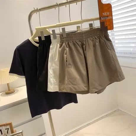 纯棉外穿韩版工装短裤女薄款夏季小个子宽松高腰休闲阔腿运动裤潮商品大图