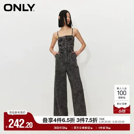 ONLY奥莱夏季时尚复古潮流吊带阔腿背带牛仔裤女商品大图