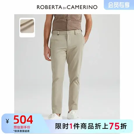 [9分裤]ROBERTA诺贝达2025春季新品商务纯色直筒时尚棉质休闲裤男商品大图