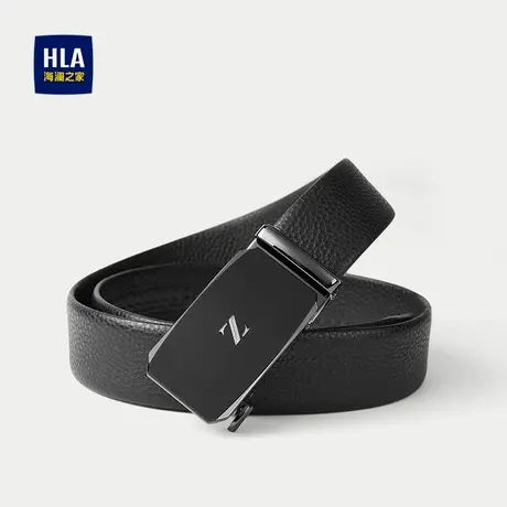HLA/海澜之家Z字扣头通勤皮带2025新款商务自动扣黑色花纹腰带男商品大图