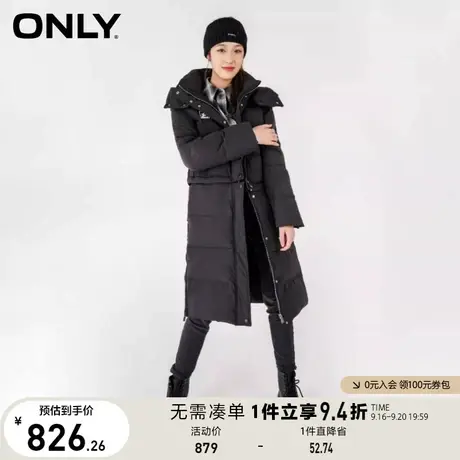 【买4免1】ONLY奥莱冬季潮流90白鸭绒中长款连帽羽绒服女图片