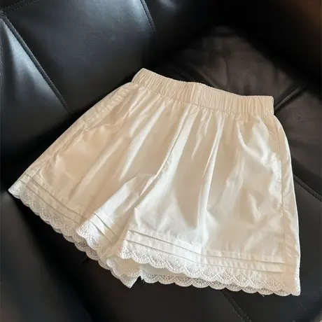 2025夏季新款蕾丝花边休闲短裤女高腰宽松百搭阔腿运动跑步热裤潮商品大图