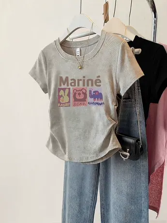 胖mm大码短袖t恤女正肩收腰设计感显瘦ins潮夏季闺蜜装短款小上衣图片