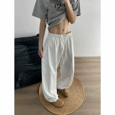 夏季日系复古 老钱风 麻料透气cleanfit轻奢休闲长裤男薄款弯刀裤图片