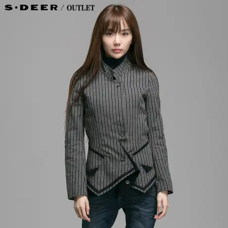 【新品】sdeer圣迪奥专柜正品女春竖纹个性摆修身外套4382278图片