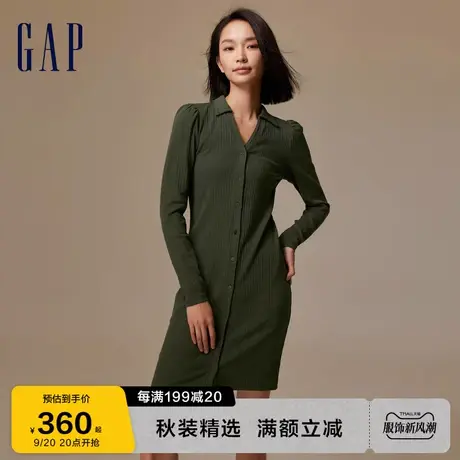 Gap女装秋季2023新款修身翻领连衣裙792858潮流时尚休闲长裙商品大图