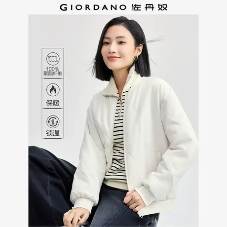 佐丹奴外套女装棒球领菱形格纹梭织棉衣外套 13374851商品大图