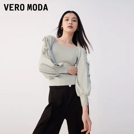 Vero Moda奥莱针织衫女秋冬新款方领灯笼袖优雅气质上衣毛衣百搭商品大图