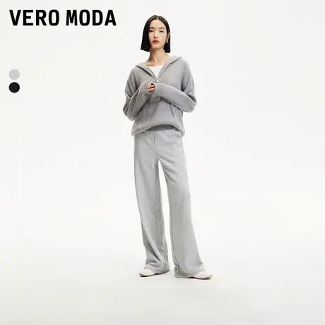 Vero Moda奥莱休闲裤女2025早夏新款松紧腰头高腰阔腿舒适裤子商品大图
