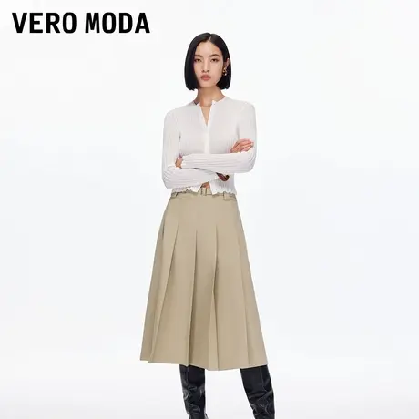 Vero Moda半身裙2025秋季新款同色腰带百褶A字裙简约325316024商品大图