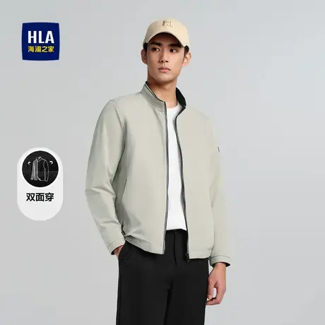 HLA/海澜之家双面穿夹克字母印花经典立领硅胶小标外套男图片