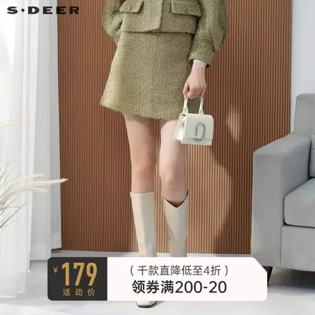 sdeer圣迪奥女小香风套装A字毛呢短裙高腰小个子半身裙S223Z1330商品大图