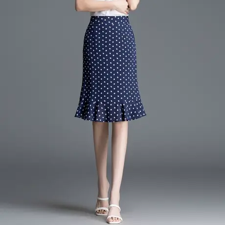 2025夏季新款韩系碎花包臀裙女中长款修身显瘦荷叶边半身裙一步裙商品大图