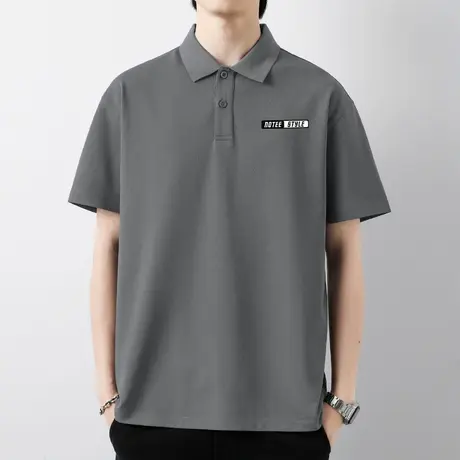 短袖t恤男装翻领保罗polo衫冰丝凉感有领上衣服潮牌字母印花半袖商品大图