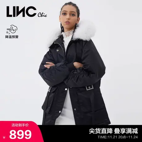 LINCCHIC金羽杰羽绒服女毛领派克服短款羽绒服女冬季Y21603252图片