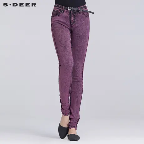 s.deer【新品】圣迪奥女装夏装神秘迷离色泽修身牛仔裤S16280836图片